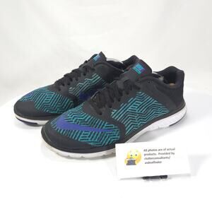 Nike FS Lite Run 3 Athletic Lace Up Shoe Womens Size 8 844670-001 Black Green